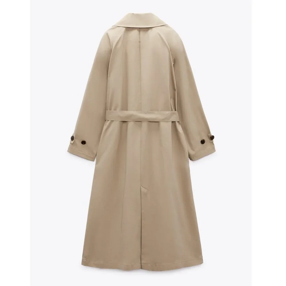 Zara Basic Belted Trench Coat Beige NWT - Picture 17 of 17
